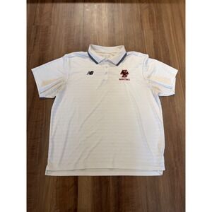 New Balance Polo Mens 2XL White Boston College BC Basketball Short Sleeve Shirt